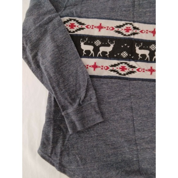 On The Byas Pullover Hoodie Blue Red White Deer 100% Cotton Womens Size Medium - Picture 8 of 10